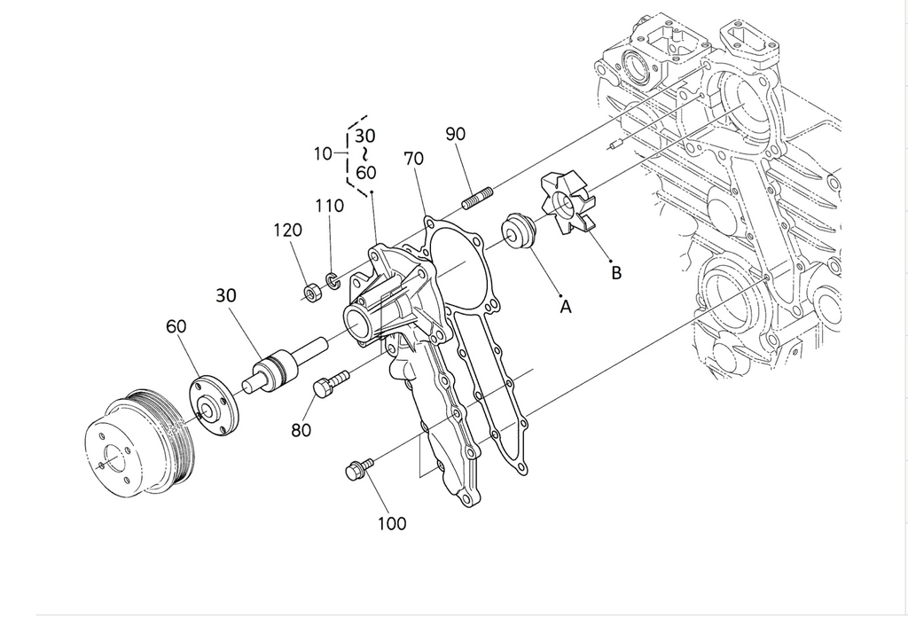 25-15568-00SV Water Pump Carrier Engine CT4-134DI with Gasket